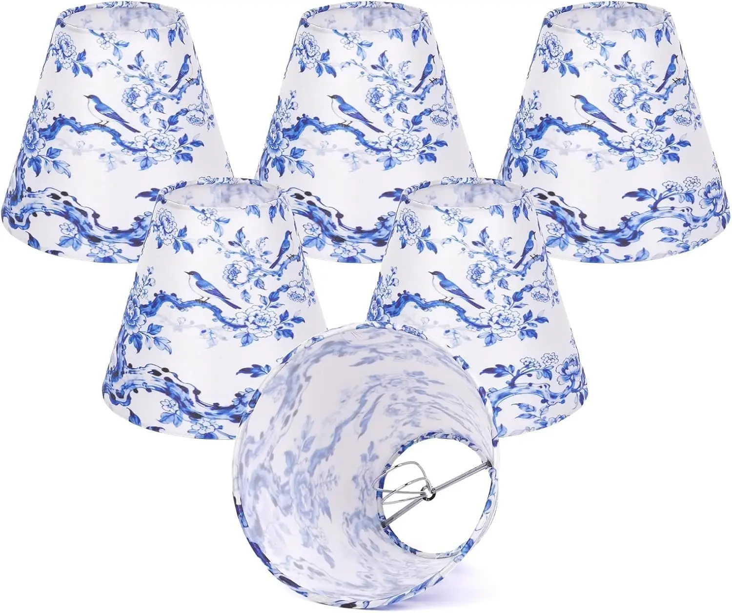 Chandelier Shades Set of 6, Small Chinoiserie Clip on Lamp Shade French Countryside Light Cover 3 X 6 X 5" Blue Lampshad
Chandelier Shades Set of 6, Small Chinoiserie Clip on Lamp Shade French Countryside Light Cover 3 X 6 X 5" Blue Lampshad