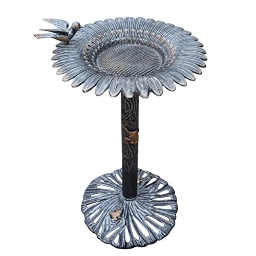 5065AP Antique Pewter Sunflower Design Aluminum Birdbath, Silver
5065AP Antique Pewter Sunflower Design Aluminum Birdbath, Silver