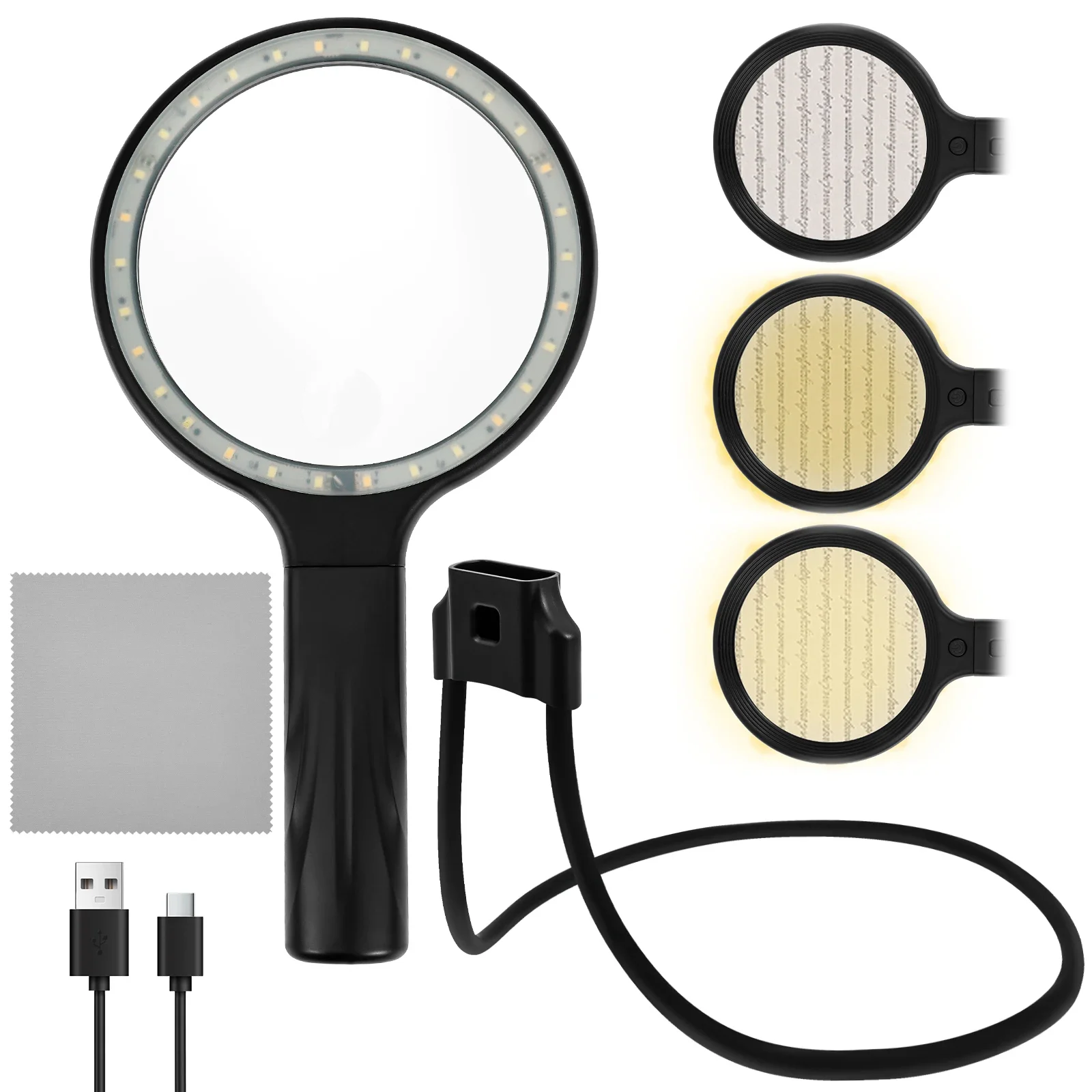 Neck Wear Magnifying Glass 3 in 1 Flexible Lighted Magnifying Glass Handheld Magnifier for Reading Sewing Crafting Close Work
Neck Wear Magnifying Glass 3 in 1 Flexible Lighted Magnifying Glass Handheld Magnifier for Reading Sewing Crafting Close Work