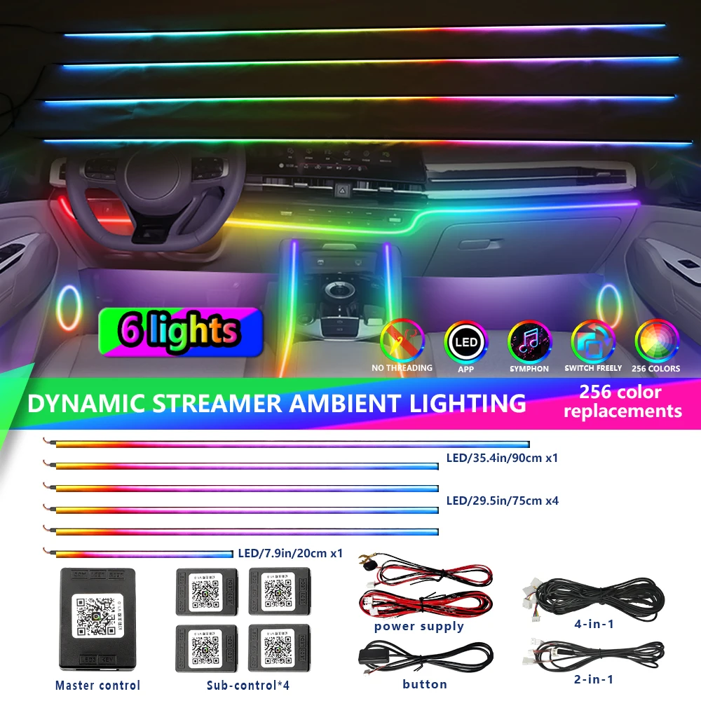 APP Control 64 Colors RGB Car Interior Ambient Light LED Strip Acrylic Guide Decor Lamp Mood Lighting
APP Control 64 Colors RGB Car Interior Ambient Light LED Strip Acrylic Guide Decor Lamp Mood Lighting