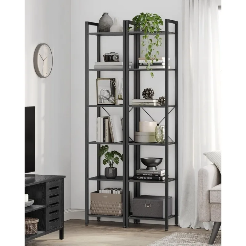 6-Tier Tall Bookshelf, Narrow Bookcase with Steel Frame, Skinny Book Shelf for Living Room, Home Office, Study,
6-Tier Tall Bookshelf, Narrow Bookcase with Steel Frame, Skinny Book Shelf for Living Room, Home Office, Study,