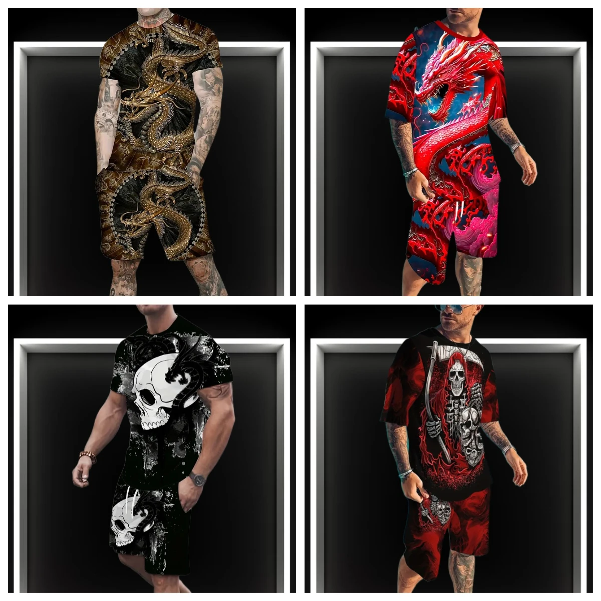 2526 Latest Hot T-shirt Set 3D Printed Skull Dragon Image Various Elements Fashion Street Men's Set Summer Top Shorts Breathable 
2526 Latest Hot T-shirt Set 3D Printed Skull Dragon Image Various Elements Fashion Street Men's Set Summer Top Shorts Breathable