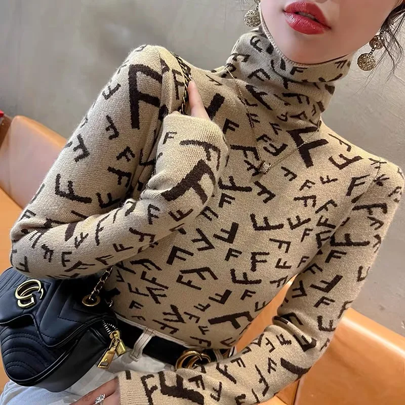 Turtleneck Sweater Autumn Winter New Slim Top Tee Pile Collar Bottoming Shirt Interior Lapping Women Clothes Letter Pullovers
Turtleneck Sweater Autumn Winter New Slim Top Tee Pile Collar Bottoming Shirt Interior Lapping Women Clothes Letter Pullovers
