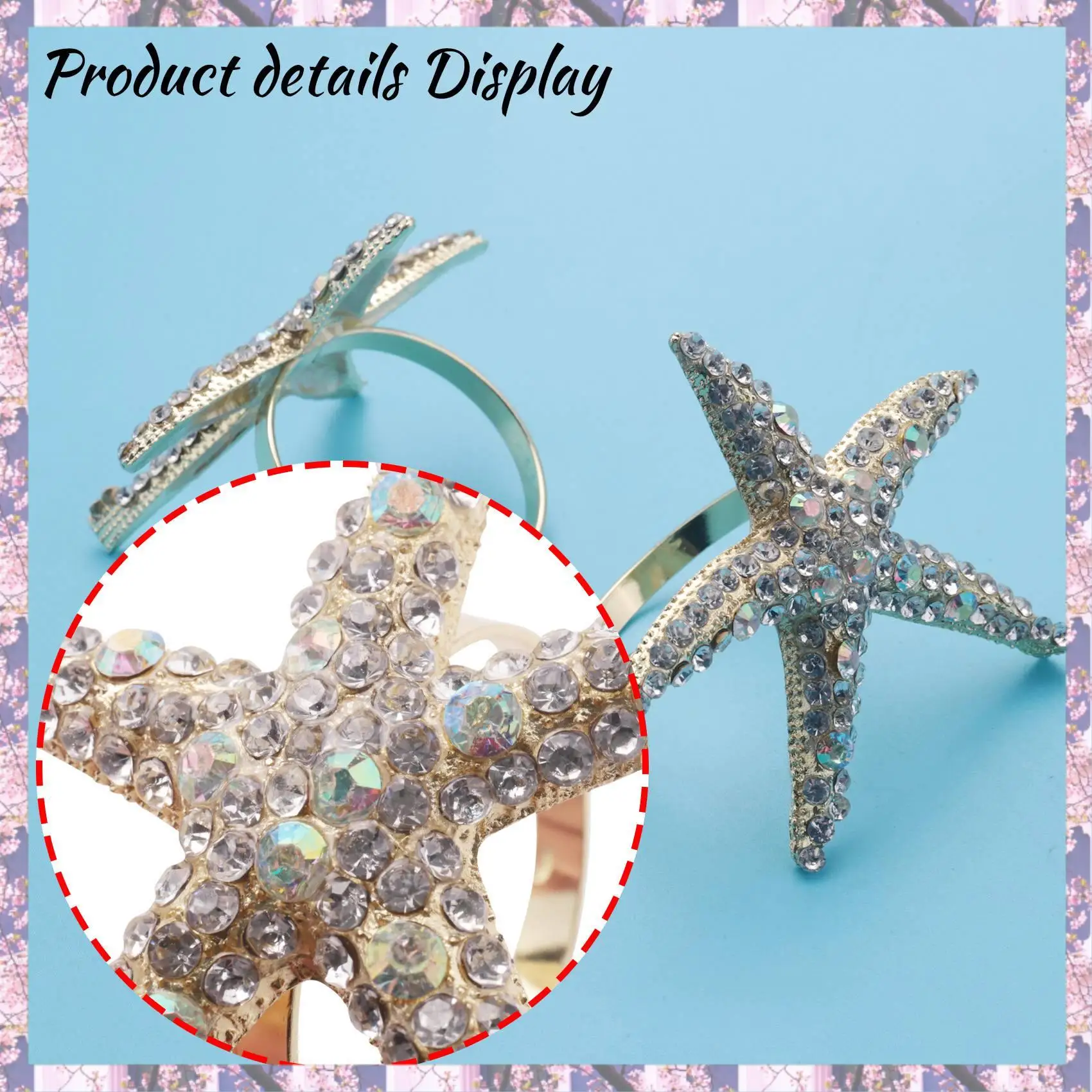 Retail 8 Pack Crystal Starfish Napkin Rings,Rhinestone Napkin Ring Napkin Holders For Wedding Party, Beach Table Decor 
Retail 8 Pack Crystal Starfish Napkin Rings,Rhinestone Napkin Ring Napkin Holders For Wedding Party, Beach Table Decor
