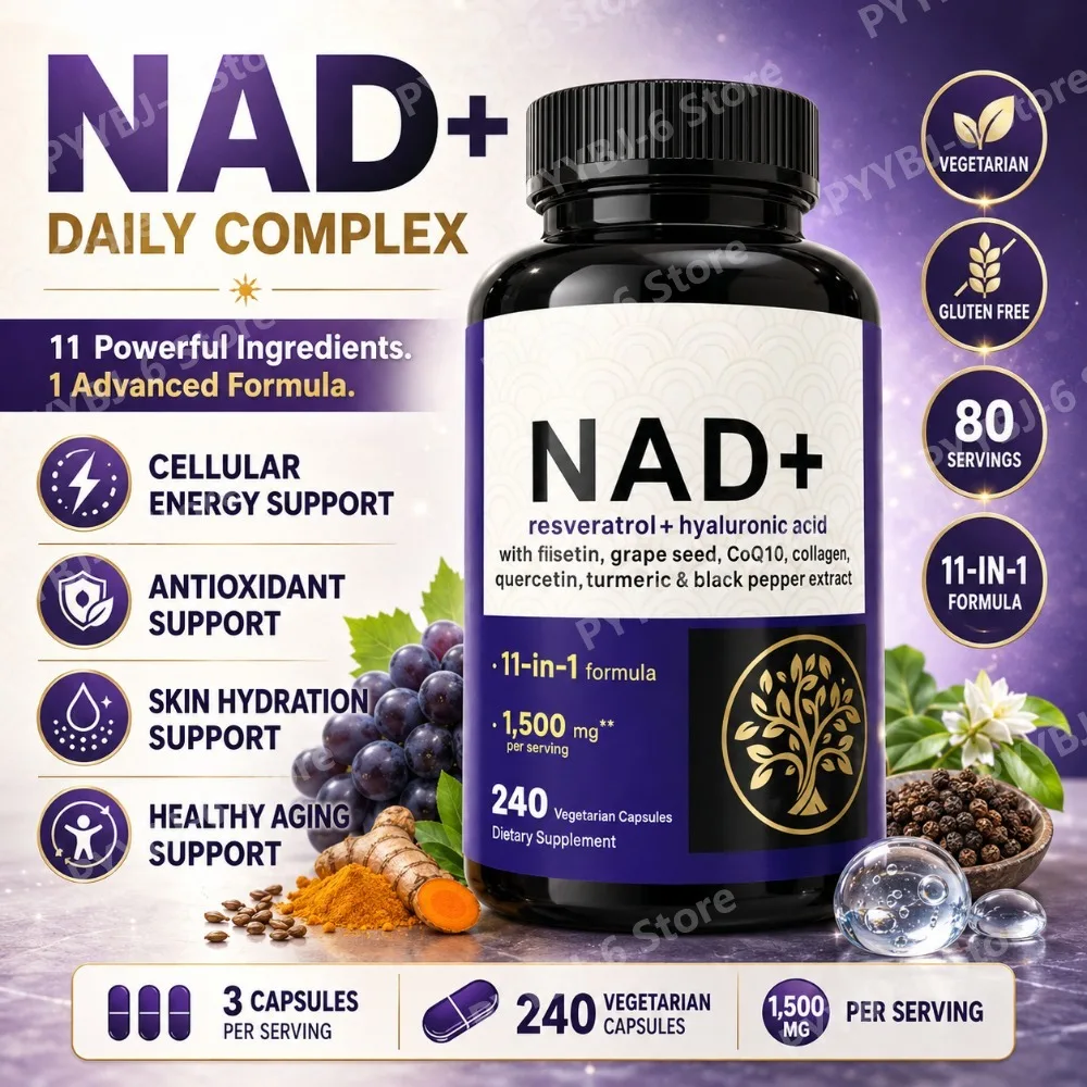 NAD+ Resveratrol Hyaluronic Acid Supplement 240 Capsules 11-in-1 Energy Skin Hydration Antioxidant Focus Wellness Support
NAD+ Resveratrol Hyaluronic Acid Supplement 240 Capsules 11-in-1 Energy Skin Hydration Antioxidant Focus Wellness Support