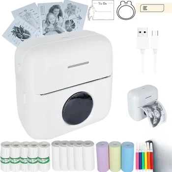Mini Inkless Sticker Printer HD Thermal Sticky Note Print Pod Sticker Maker Portable Bluetooth Pocket Printer for Notes DIY
