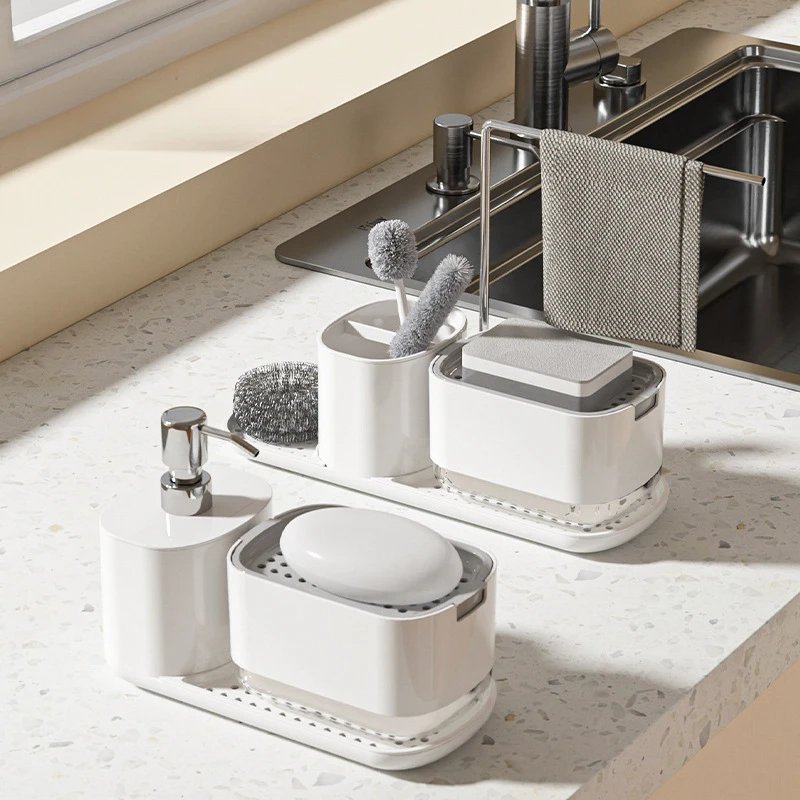 4-in-1 Kitchen Soap Dispenser Set with Dish Soap Holder and Kitchen Storage Organizer Household Daily Necessities
4-in-1 Kitchen Soap Dispenser Set with Dish Soap Holder and Kitchen Storage Organizer Household Daily Necessities