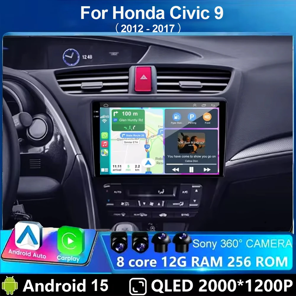 Android 15 For Honda Civic 9 FK FB 2012 - 2017 Car Radio Carplay Multimedia Video Player Navigation Stereo GPS DSP IPS 4G WIFI
Android 15 For Honda Civic 9 FK FB 2012 - 2017 Car Radio Carplay Multimedia Video Player Navigation Stereo GPS DSP IPS 4G WIFI