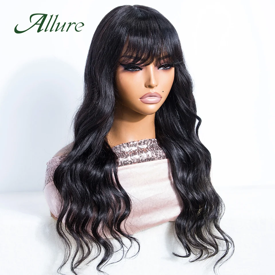 Body Wave Human Hair Lace Wigs 180% Density Natural Black Colored Hair Wigs for Women 20 inch long Hair Wigs With Bangs Allure
Body Wave Human Hair Lace Wigs 180% Density Natural Black Colored Hair Wigs for Women 20 inch long Hair Wigs With Bangs Allure