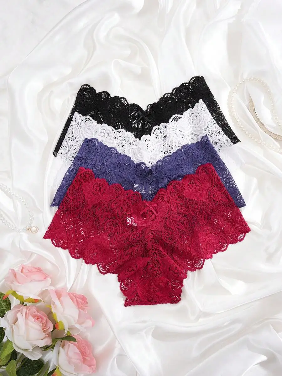 10pcs Women Lace Trim Bikini Panties Solid Color
10pcs Women Lace Trim Bikini Panties Solid Color