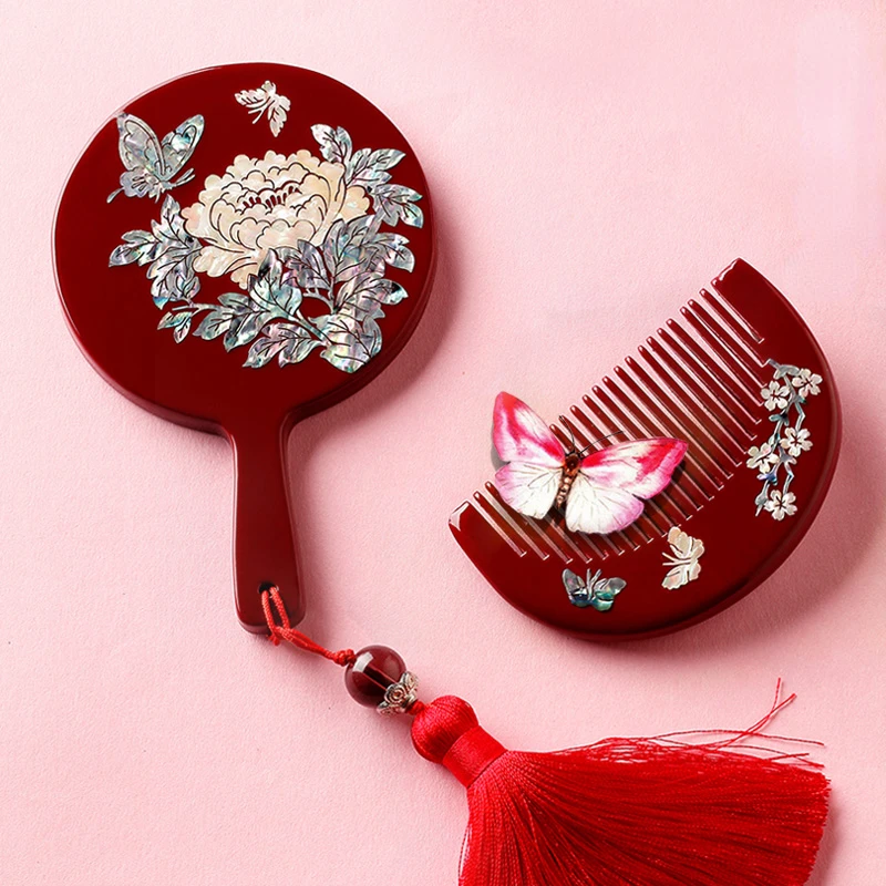 Exquisite Carved Wooden Handle Mirror and Comb Set, Makeup Mirror for Women, Perfect Qixi Festival Gift
Exquisite Carved Wooden Handle Mirror and Comb Set, Makeup Mirror for Women, Perfect Qixi Festival Gift