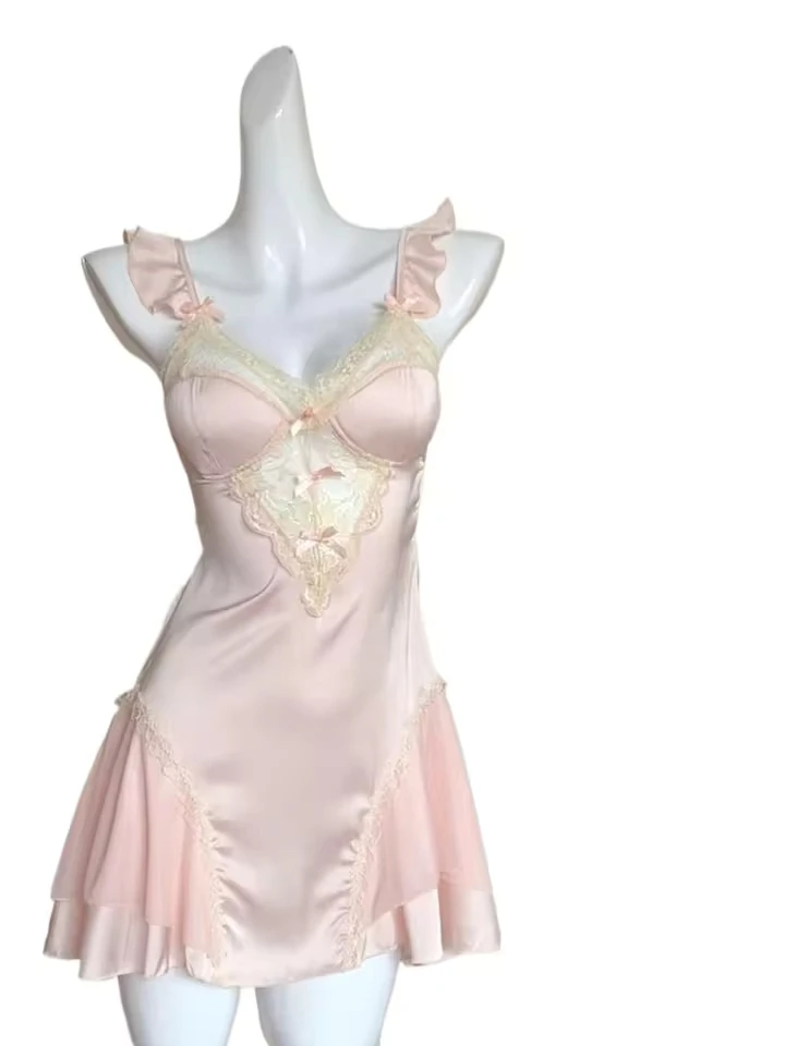 Women Light Nightdress Sexy Lace Lingerie Nightwear Sleeveless Bath Robe Gown Nightdress Nightgown Home Dress 90s Clothing
Women Light Nightdress Sexy Lace Lingerie Nightwear Sleeveless Bath Robe Gown Nightdress Nightgown Home Dress 90s Clothing
