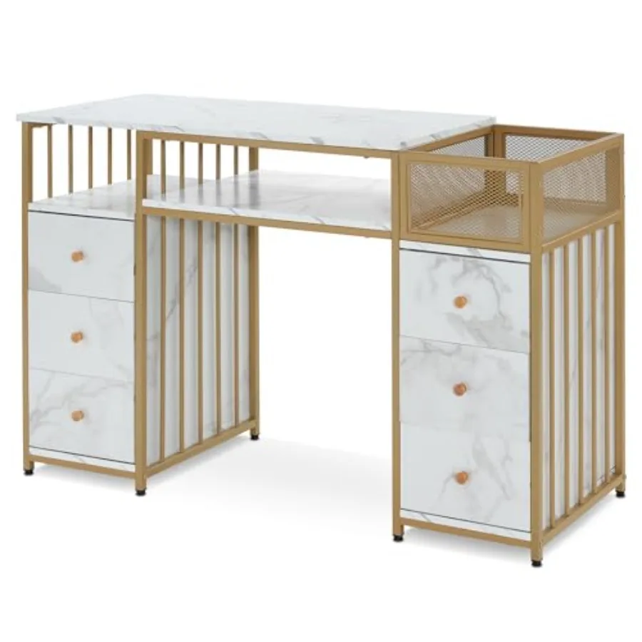 Marbling Texture Nail Acetone Resistant Desk, Manicure Table with Metal Frame, Nail Salon Station Beauty Storage Organizer 2425
Marbling Texture Nail Acetone Resistant Desk, Manicure Table with Metal Frame, Nail Salon Station Beauty Storage Organizer 2425