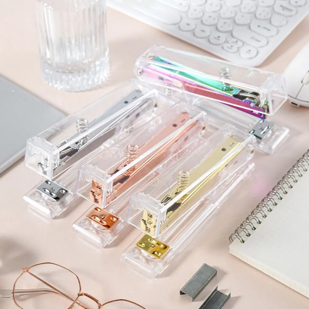 Durable Manual Transparent Stapler Rose Gold Lightweight Paper Stapler INS Portable Book Binding Machines Student
Durable Manual Transparent Stapler Rose Gold Lightweight Paper Stapler INS Portable Book Binding Machines Student