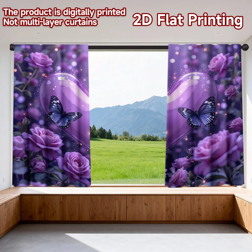 2D flat printing 2pcs Curtain Valentine's Purple Heart with Butterflies Digital Printed Polyester Drapes Festive Curtains for
2D flat printing 2pcs Curtain Valentine's Purple Heart with Butterflies Digital Printed Polyester Drapes Festive Curtains for