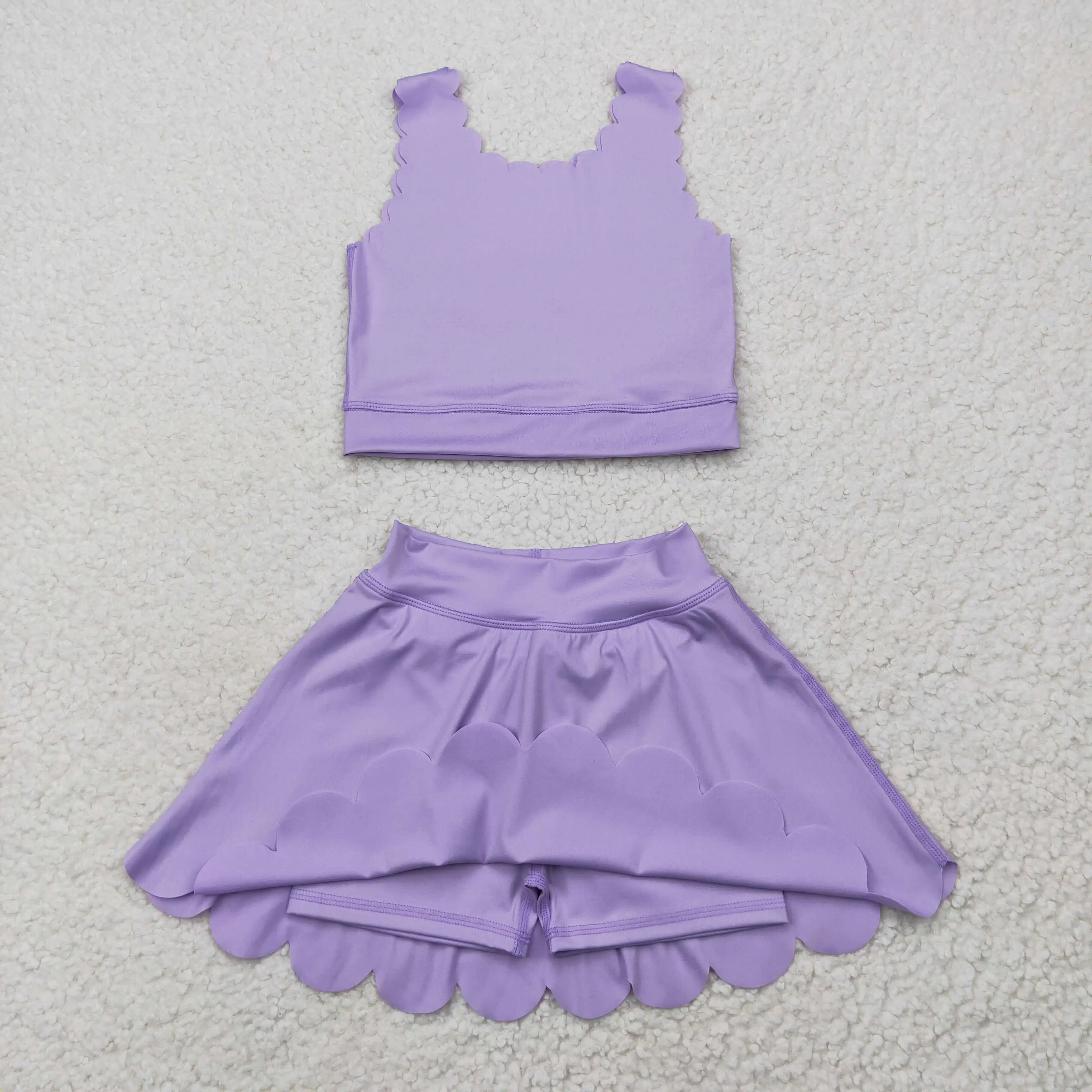 New stock summer girls sportswear wholesale boutique solid purple vest skirt yoga set
New stock summer girls sportswear wholesale boutique solid purple vest skirt yoga set