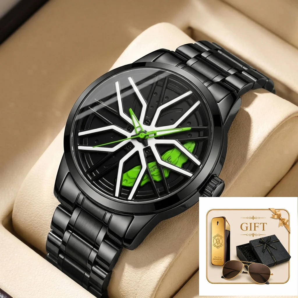 4pcs Men's Black Green Metal Strap Modern Fashion Unique Dial Sunglasses Perfume Mechanical Watch Gift Box Set Daily Party
4pcs Men's Black Green Metal Strap Modern Fashion Unique Dial Sunglasses Perfume Mechanical Watch Gift Box Set Daily Party