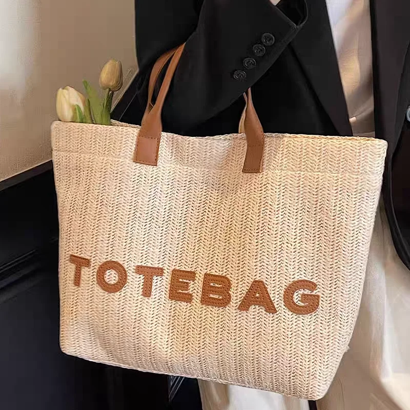 European American Fashion Woven Bag Letter Embroidery Contrast Color Tote Bag Versatile Shoulder Bag Large Capacity Storage Bags
European American Fashion Woven Bag Letter Embroidery Contrast Color Tote Bag Versatile Shoulder Bag Large Capacity Storage Bags