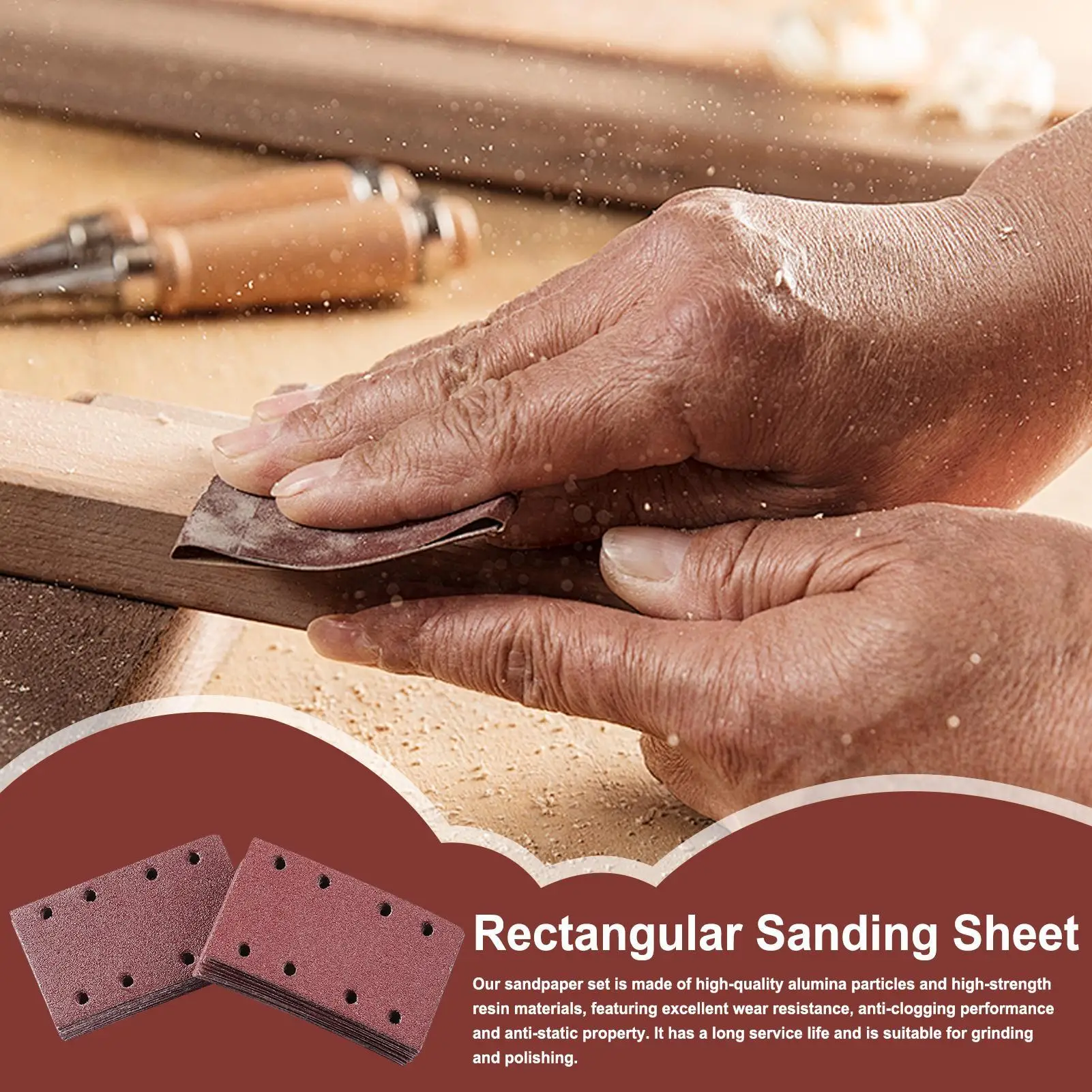 Orbital Sander Pads 120 Pieces Rectangular 8-Hole Sand Paper Disc Set Replacement Parts Dust Extraction For Glass Deck
Orbital Sander Pads 120 Pieces Rectangular 8-Hole Sand Paper Disc Set Replacement Parts Dust Extraction For Glass Deck