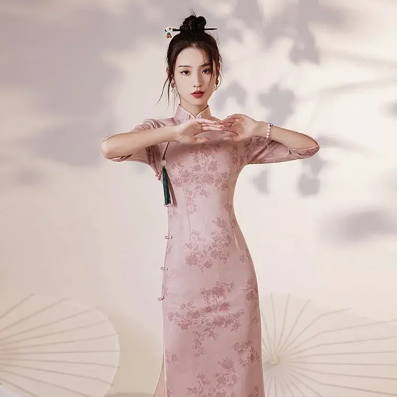 Cheongsam Qipao Chinese Dress Modern Pink Improved Cheongsam Retro Evening High-End Dress Cheongsam Elegant Floral Women Dress
Cheongsam Qipao Chinese Dress Modern Pink Improved Cheongsam Retro Evening High-End Dress Cheongsam Elegant Floral Women Dress