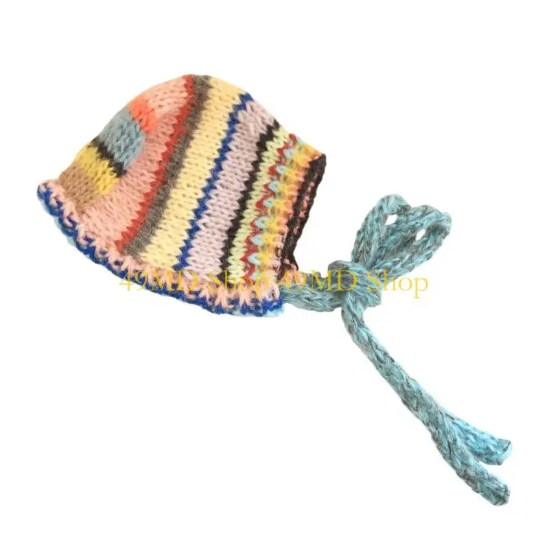 49MD Popular Striped Contrast Color Hat for Female Soft Pullover Hat 2000s Elegant Knitted Hat with Ear Flap for Daily
49MD Popular Striped Contrast Color Hat for Female Soft Pullover Hat 2000s Elegant Knitted Hat with Ear Flap for Daily