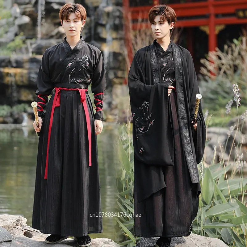 Hanfu Men's Embroidered Turtleneck Top Large Sleeve Shirt Suit Wuxia Style Ancient Costume Blackened Department
Hanfu Men's Embroidered Turtleneck Top Large Sleeve Shirt Suit Wuxia Style Ancient Costume Blackened Department