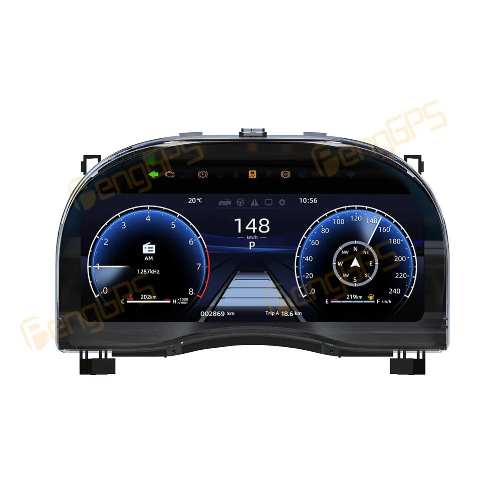 12.3" Digital Cluster Odometer Screen For Toyota Alpha 20 30 Series Upgrade 40 Series LCD Instrument Panel Virtual Cockpit Speed