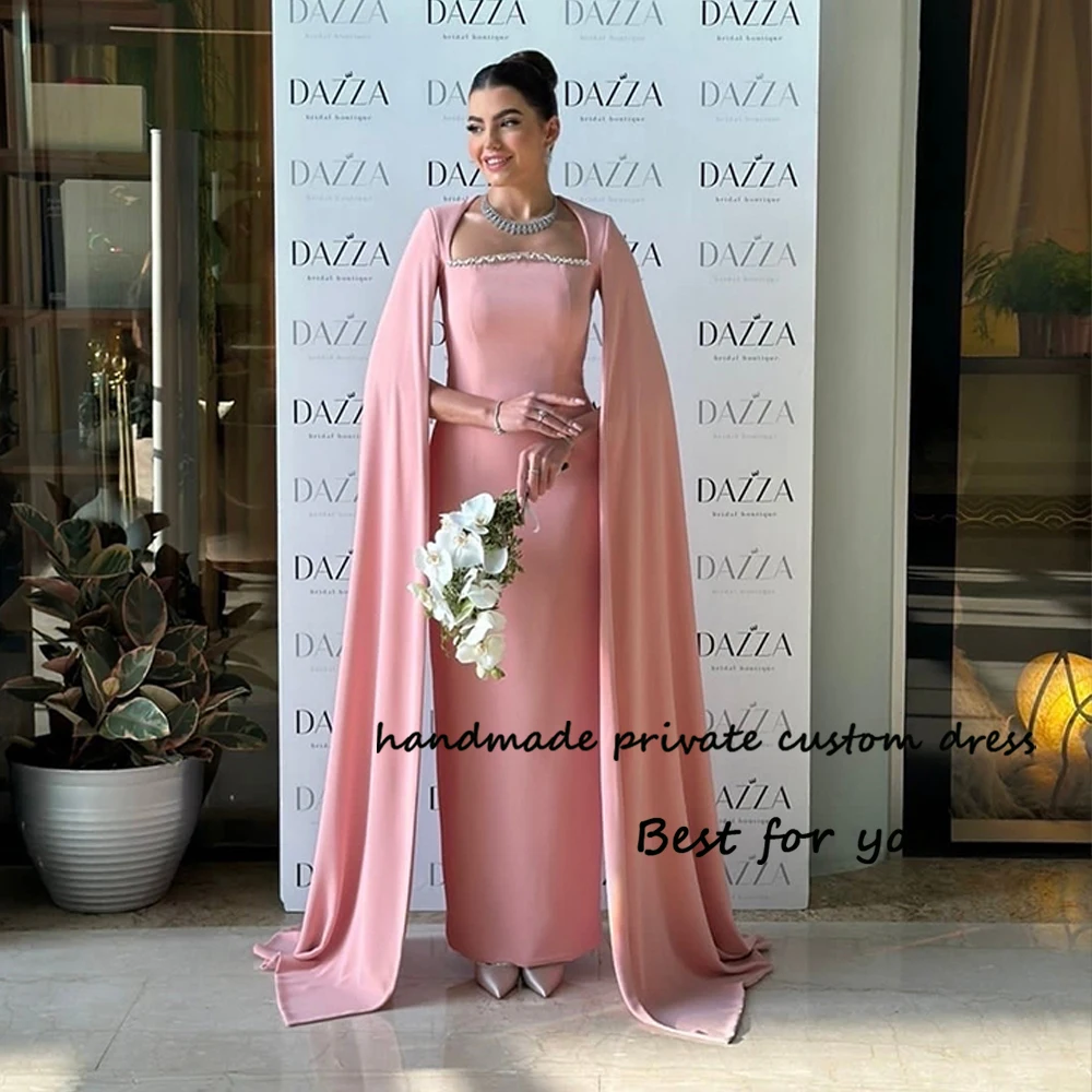 Pink Mermaid Evening Dresses for Women Beaded Satin Arabian Dubai Prom Dress with Cape Formal Occasion Gowns 2024
Pink Mermaid Evening Dresses for Women Beaded Satin Arabian Dubai Prom Dress with Cape Formal Occasion Gowns 2024