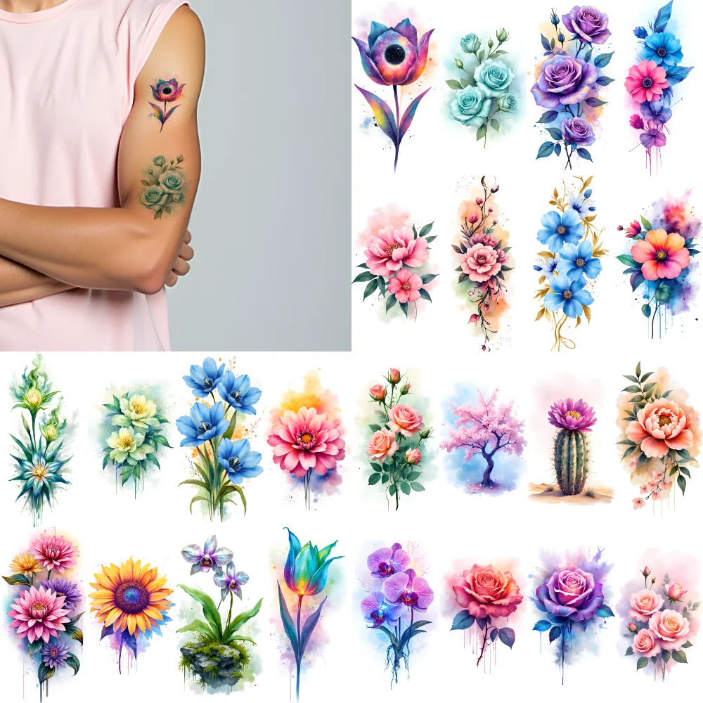 9pcs Temporary Tattoo Watercolor Sunflower Purple Lily Tropical Flower For Girls Ladies Children
9pcs Temporary Tattoo Watercolor Sunflower Purple Lily Tropical Flower For Girls Ladies Children