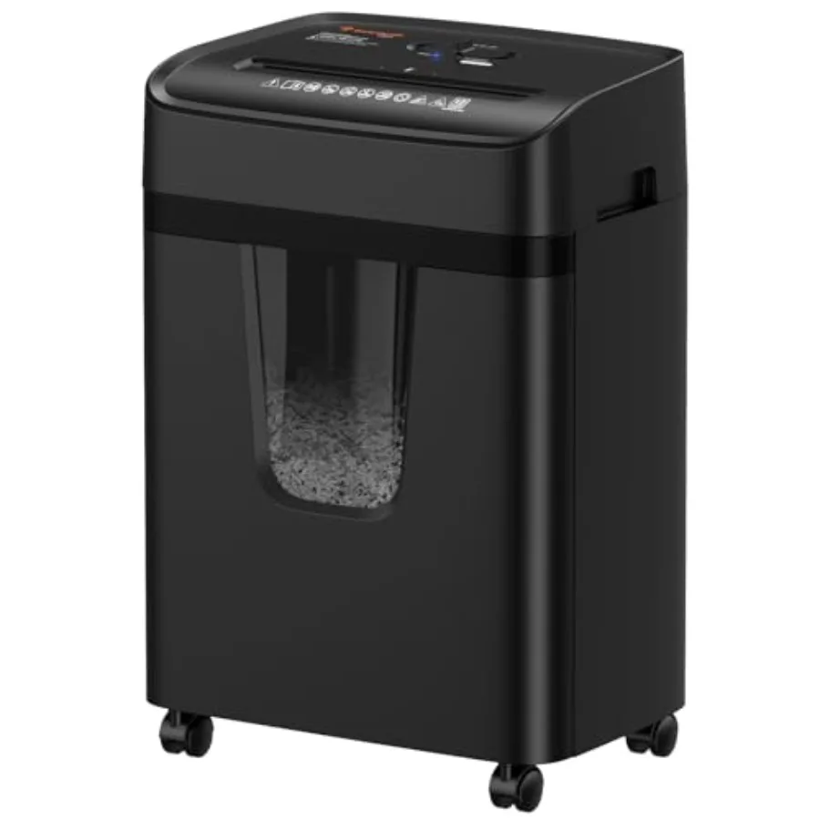 Home office paper shredder: heavy duty cross cut, 12-sheet capacity, 5.5 gal pullout bin, P-4 security, shreds documents, mail,
Home office paper shredder: heavy duty cross cut, 12-sheet capacity, 5.5 gal pullout bin, P-4 security, shreds documents, mail,
