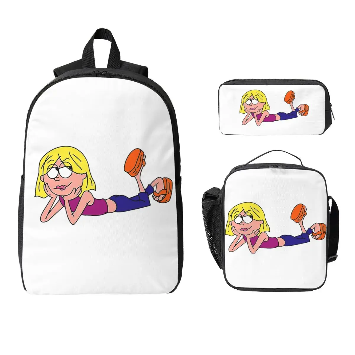 Рюкзак с героями мультфильмов Lizzie Mcguire, студенческая сумка для книг для мальчиков и девочек, школьная сумка, сумки на плечо для ноутбука, 3 шт., изолированная сумка для обеда, пенал
Рюкзак с героями мультфильмов Lizzie Mcguire, студенческая сумка для книг для мальчиков и девочек, школьная сумка, сумки на плечо для ноутбука, 3 шт., изолированная сумка для обеда, пенал