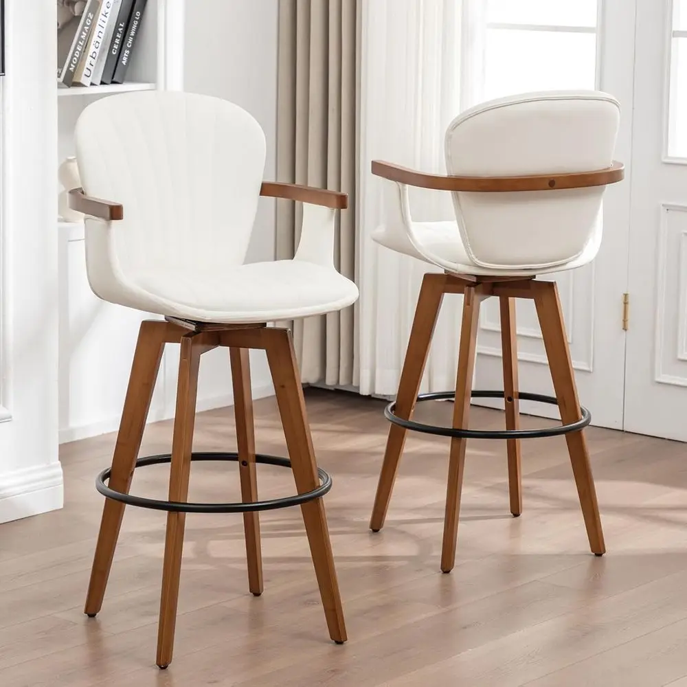 Pair of 30 White PU Leather Swivel Bar Stools with Back and Arms, Mid-Century Modern Style for Kitchen Island or Home Bar
Pair of 30 White PU Leather Swivel Bar Stools with Back and Arms, Mid-Century Modern Style for Kitchen Island or Home Bar