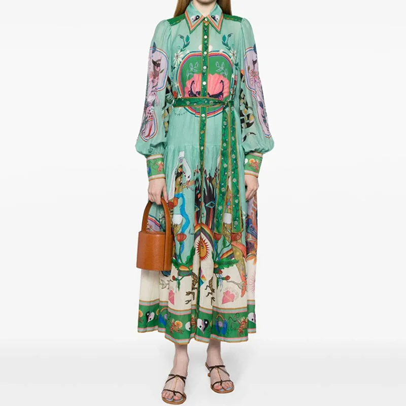 2025 Vintage Lantern Sleeve Printed Long Sleeve Pleated Dress r Big Swing Casual Loose Lapel Women's Dress 28785 C001
2025 Vintage Lantern Sleeve Printed Long Sleeve Pleated Dress r Big Swing Casual Loose Lapel Women's Dress 28785 C001