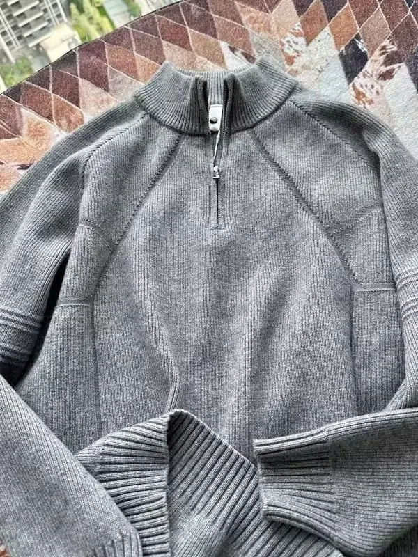 Zipper Ne Loose Fit Knitted Sweater for Men mid Autumn Winter Color Base Layer Stand Collar Casual Sle Polyester Fiber
Zipper Ne Loose Fit Knitted Sweater for Men mid Autumn Winter Color Base Layer Stand Collar Casual Sle Polyester Fiber