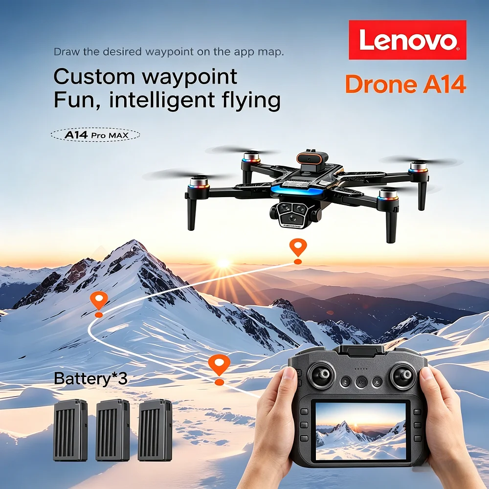 Lenovo A14 MAX Foldable RC Quadcopter 8K HD Three Camera Brushless Motor with Screen Remote Control Gesture Photography Gift Toy
Lenovo A14 MAX Foldable RC Quadcopter 8K HD Three Camera Brushless Motor with Screen Remote Control Gesture Photography Gift Toy