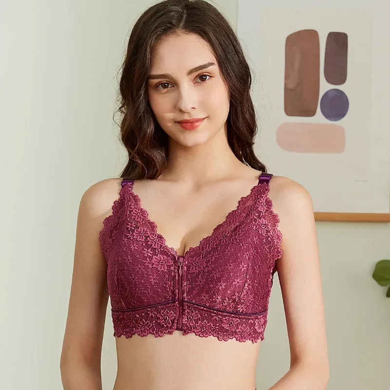 M-4XL Кружевной бюстгальтер на молнии с хлопковыми чашками и молнией спереди, нижнее белье, дышащий женский топ без стального кольца, кружевной бюстгальтер большого размера
M-4XL Кружевной бюстгальтер на молнии с хлопковыми чашками и молнией спереди, нижнее белье, дышащий женский топ без стального кольца, кружевной бюстгальтер большого размера