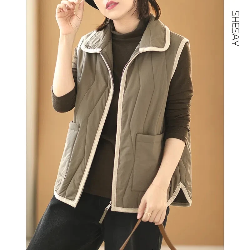 Осенне-зимний хлопковый жилет, женский топ на бретелях, японский воротник-стойка, застежка-молния, цветная верхняя одежда
Осенне-зимний хлопковый жилет, женский топ на бретелях, японский воротник-стойка, застежка-молния, цветная верхняя одежда