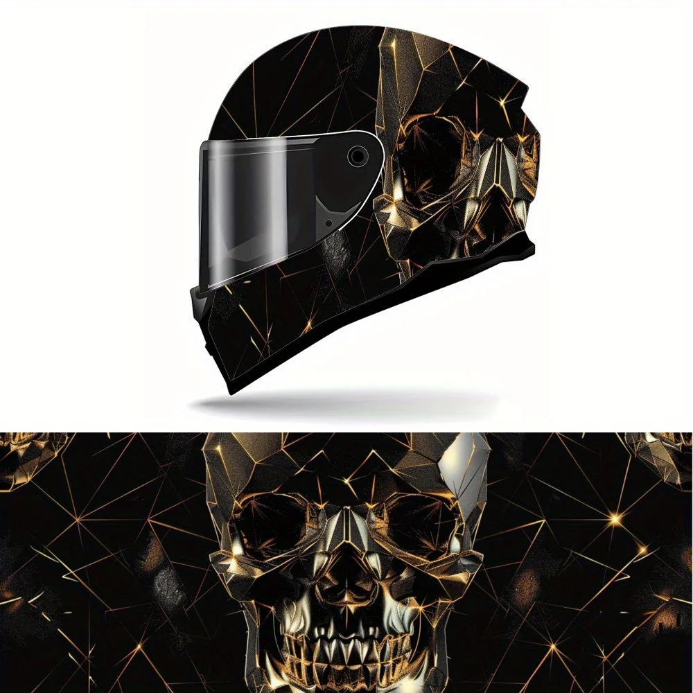 Black and Gold Skull PVC Motorcycle Helmet Vinyl Wrap, Self-Adhesive Waterproof Sticker, Anti-Scratch Decorative Film for Full F
Black and Gold Skull PVC Motorcycle Helmet Vinyl Wrap, Self-Adhesive Waterproof Sticker, Anti-Scratch Decorative Film for Full F