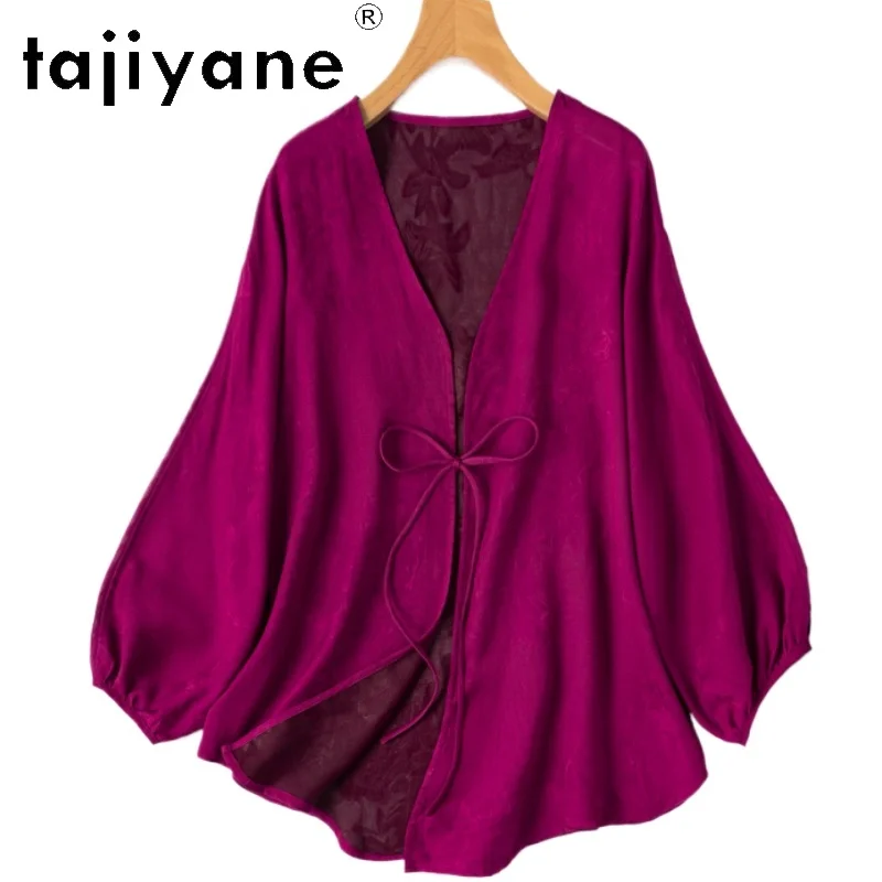 TAJIYANE 100% Mulberry Silk Blouse Lantern Sleeves Shirts Woman High Quality V-neck Blouses Spring Summer Clothes 2025 Blusas
TAJIYANE 100% Mulberry Silk Blouse Lantern Sleeves Shirts Woman High Quality V-neck Blouses Spring Summer Clothes 2025 Blusas