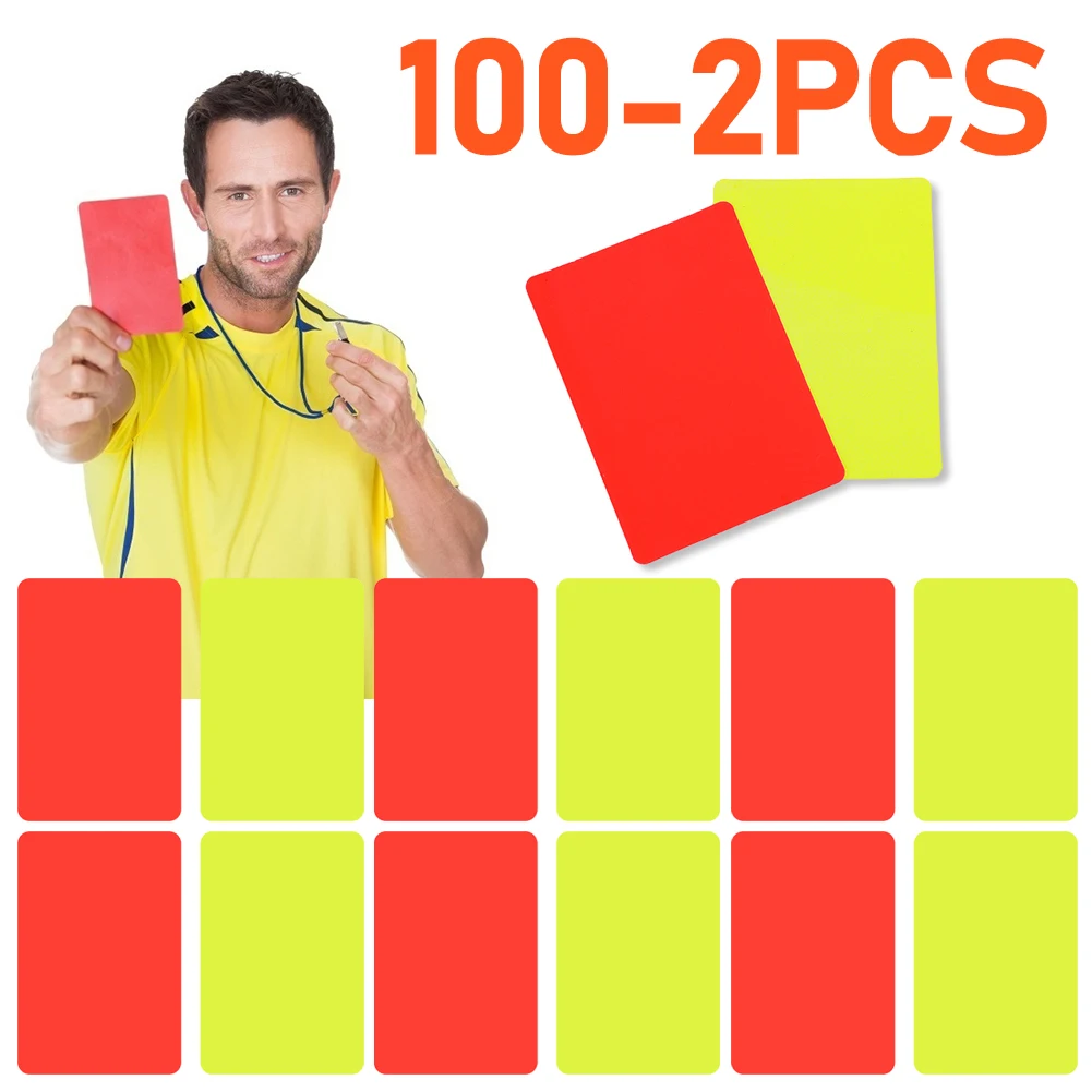 2-100pcs Soccer Referee Cards Red Card and Yellow Card Tool Football Referee Kit Outdoor Survival Equipment Football Supplies 
2-100pcs Soccer Referee Cards Red Card and Yellow Card Tool Football Referee Kit Outdoor Survival Equipment Football Supplies