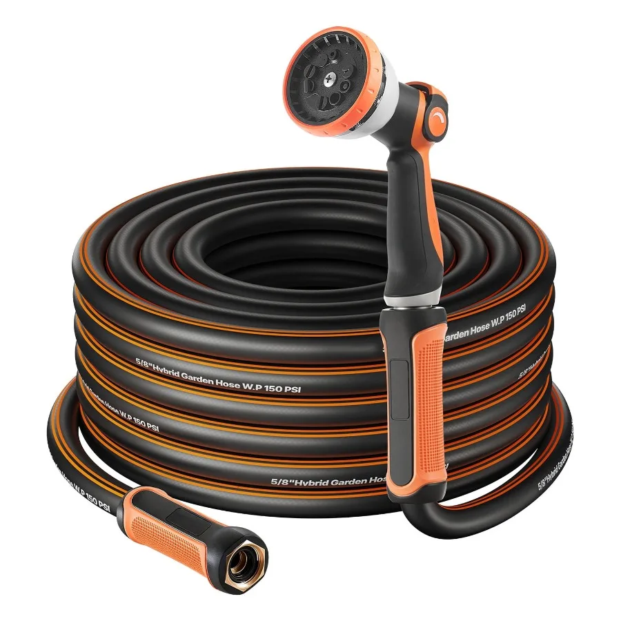 150 ft 5/8 Heavy Duty Rubber Garden Hose for Outdoor Use, Black, Flexible Non-Kink Design with 10-Mode Spray Nozzle, 150 PSI Wo
150 ft 5/8 Heavy Duty Rubber Garden Hose for Outdoor Use, Black, Flexible Non-Kink Design with 10-Mode Spray Nozzle, 150 PSI Wo