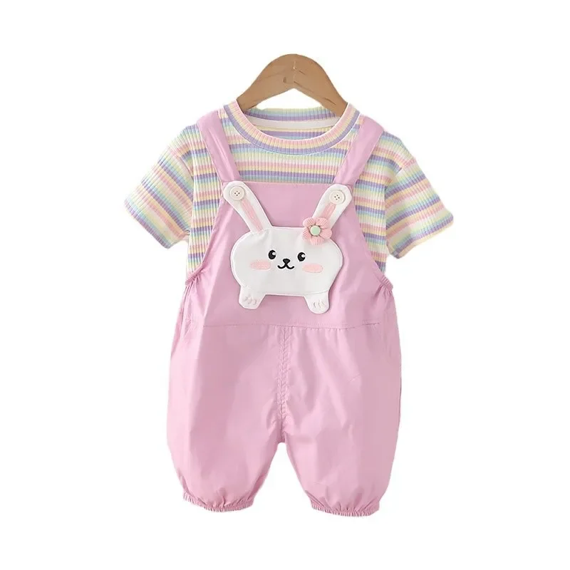 New Summer Baby Girls Clothes Suit Children Clothing T-Shirt Strap Shorts 2Pcs/Set Toddler Casual Cotton Costume Kids Tracksuits
New Summer Baby Girls Clothes Suit Children Clothing T-Shirt Strap Shorts 2Pcs/Set Toddler Casual Cotton Costume Kids Tracksuits