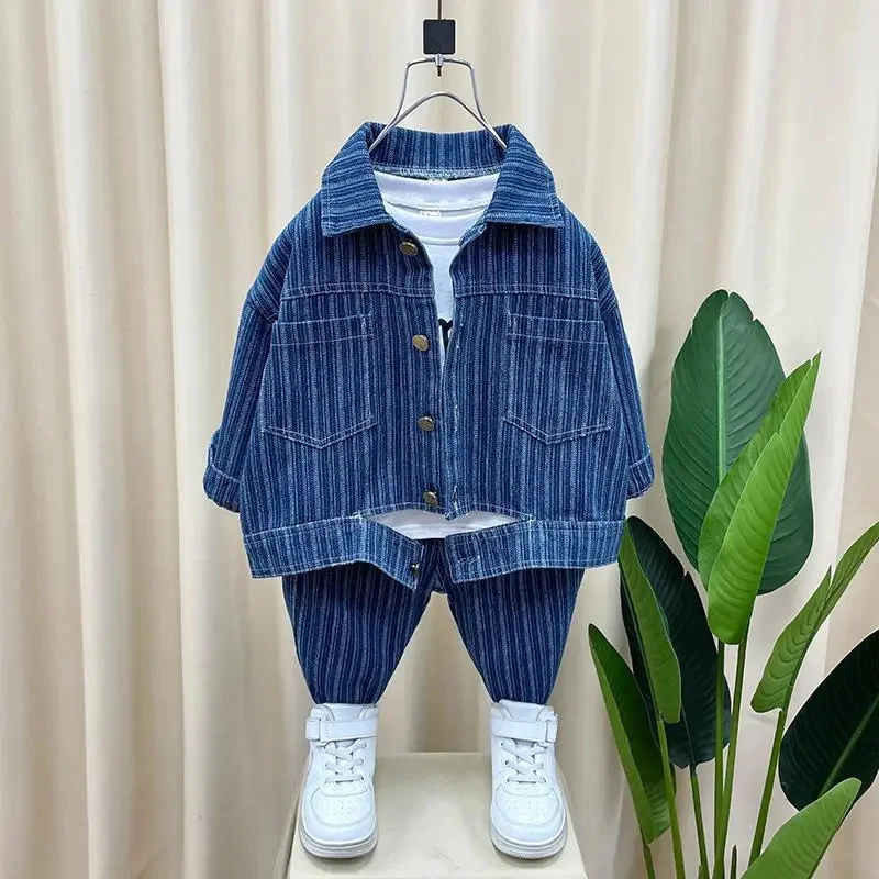 spring autmn boys set kids Denim jacket suit + pants 2pcs fashion striped outdoor clothes baby coat
spring autmn boys set kids Denim jacket suit + pants 2pcs fashion striped outdoor clothes baby coat