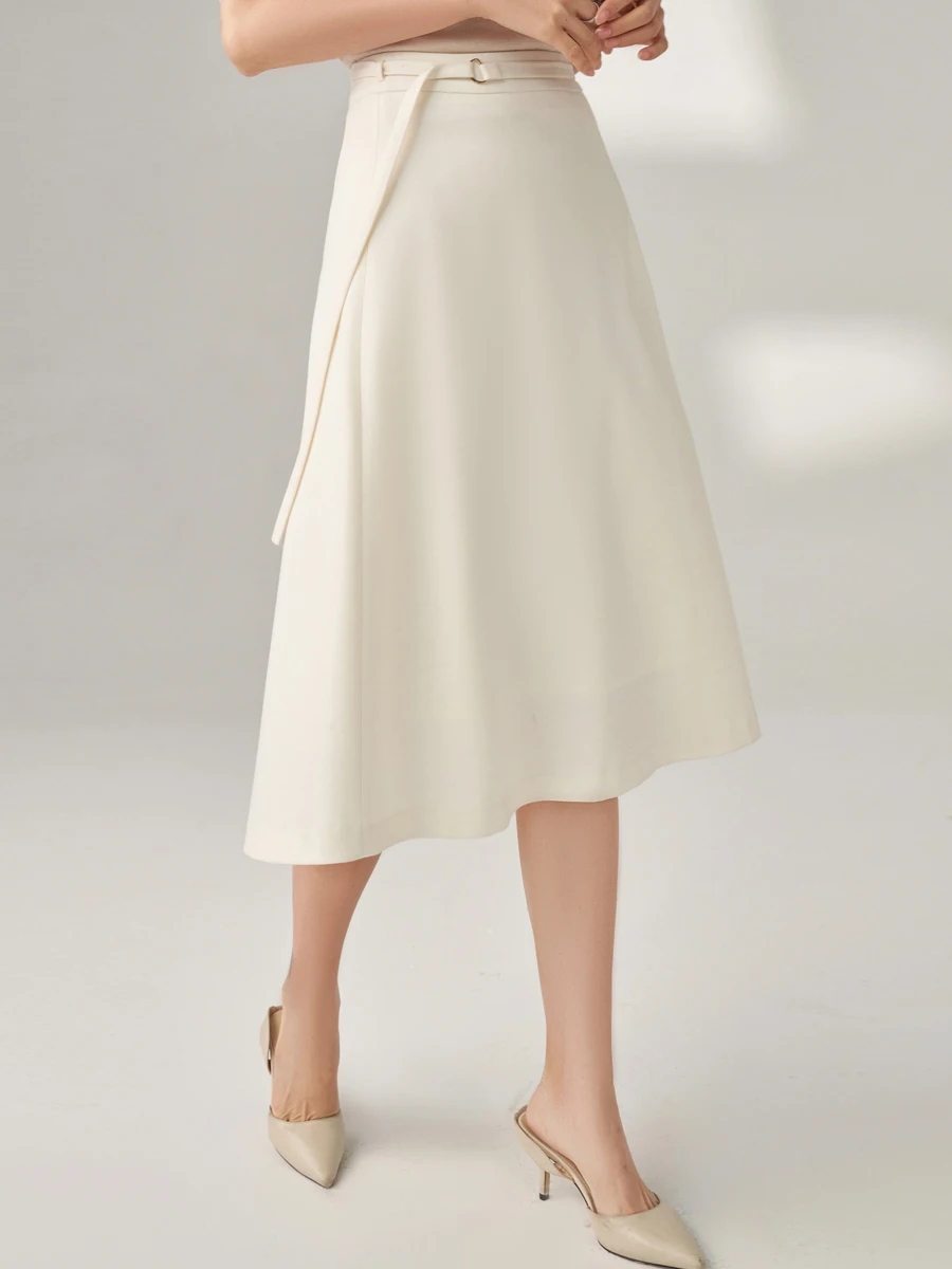 Ele A-Line Midi Skirt with Wool Blend Early Spring White f-length Women's Skirt Featuring Belt Made of Matching Fabric
Ele A-Line Midi Skirt with Wool Blend Early Spring White f-length Women's Skirt Featuring Belt Made of Matching Fabric