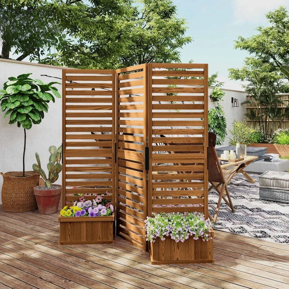 Freestanding Outdoor Privacy Screen, 4 Self-Draining Planters/Raised Garden Beds, 3 Hinged Panels for Hot Tub, Customized
Freestanding Outdoor Privacy Screen, 4 Self-Draining Planters/Raised Garden Beds, 3 Hinged Panels for Hot Tub, Customized