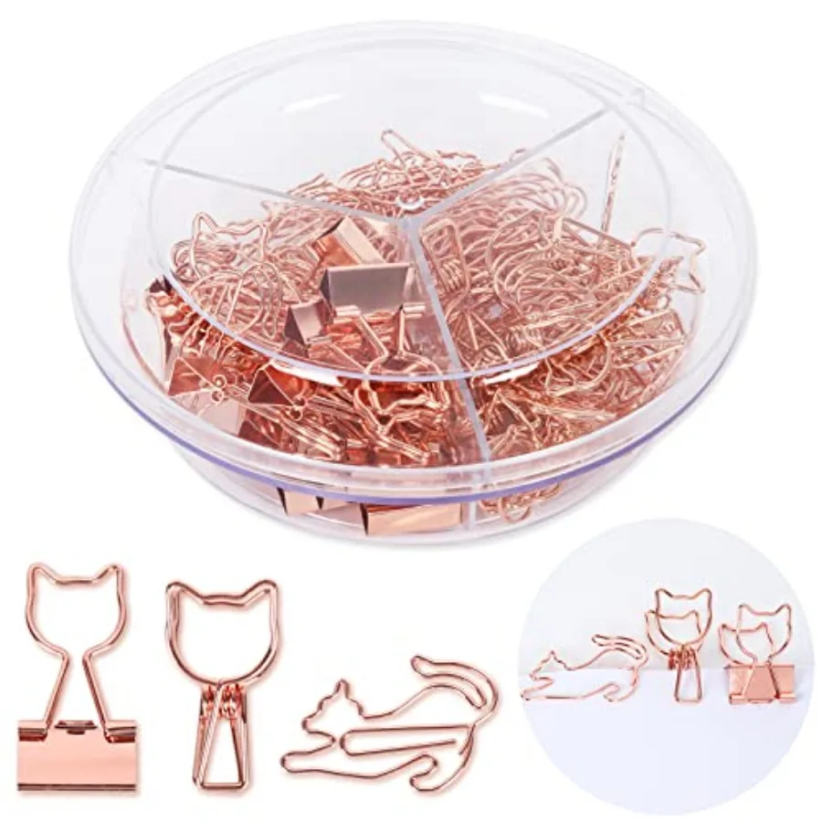 80Pcs Cat Shaped Metal Binder Clips with Acrylic Crystal Box 3 Design Rose Gold Cute Cat Paper Clips for Office Home School Par
80Pcs Cat Shaped Metal Binder Clips with Acrylic Crystal Box 3 Design Rose Gold Cute Cat Paper Clips for Office Home School Par