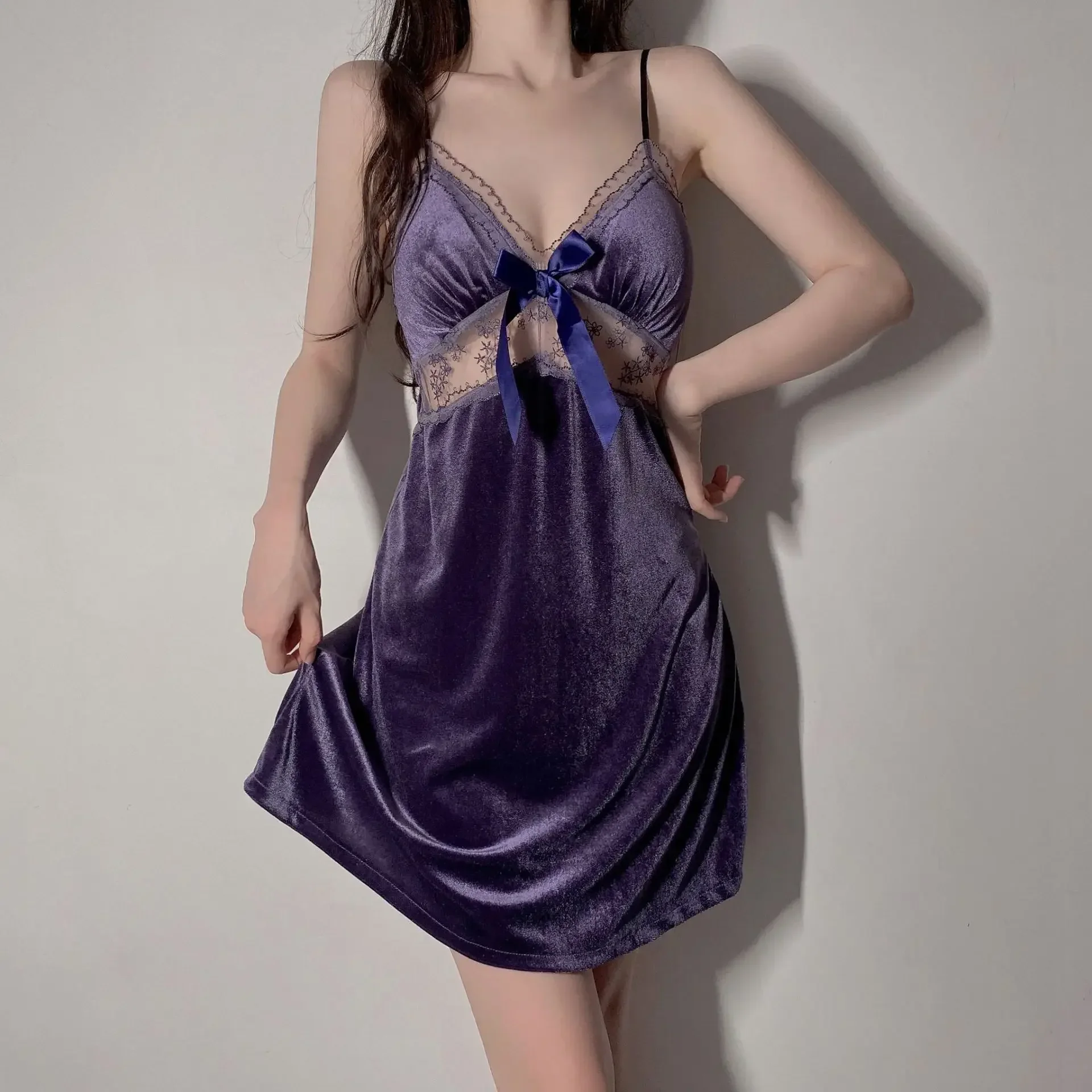 Nightgown Casual Velour Kimono Bathrobe Nightdress Sexy Home Wear Loungewear Bow Applique Robe Gown Set Womens Sleepwear
Nightgown Casual Velour Kimono Bathrobe Nightdress Sexy Home Wear Loungewear Bow Applique Robe Gown Set Womens Sleepwear