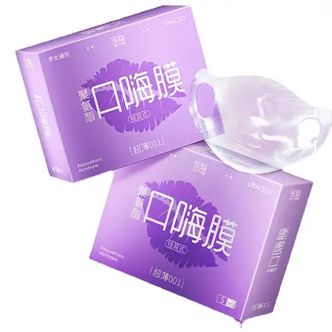 5pcs Ultra Thin Oral Sex Film With Ear Loops Les Safe Sex Toys For Adult Polyurethane Mouth Condom Oral Membrane Intimate Goods