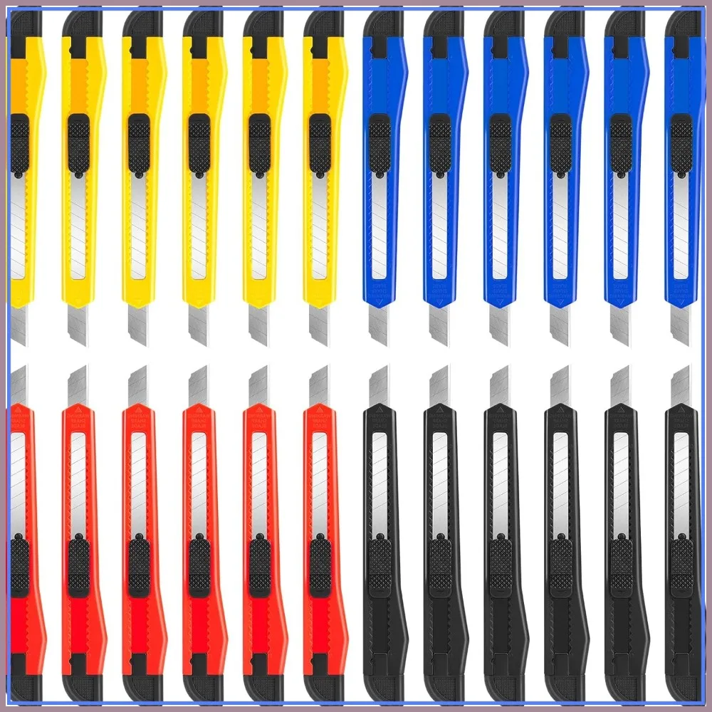 24 Pack Box Cutters 9mm Wide Blade Utility Knife Retractable Heavy Duty for Office Home Arts Crafts
24 Pack Box Cutters 9mm Wide Blade Utility Knife Retractable Heavy Duty for Office Home Arts Crafts