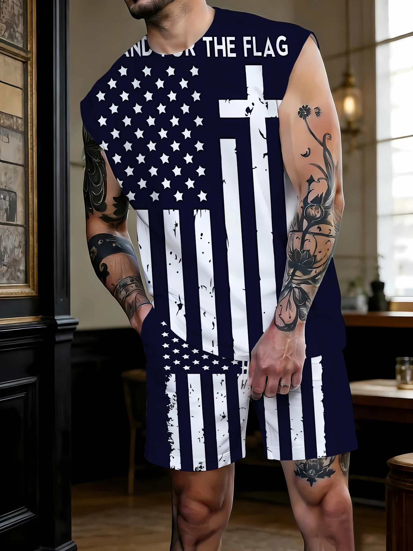 Men's Summer Sleepwear Set Sleeveless Top and Shorts Breathable Polyester Pajamas EU Size M-XXXL
Men's Summer Sleepwear Set Sleeveless Top and Shorts Breathable Polyester Pajamas EU Size M-XXXL